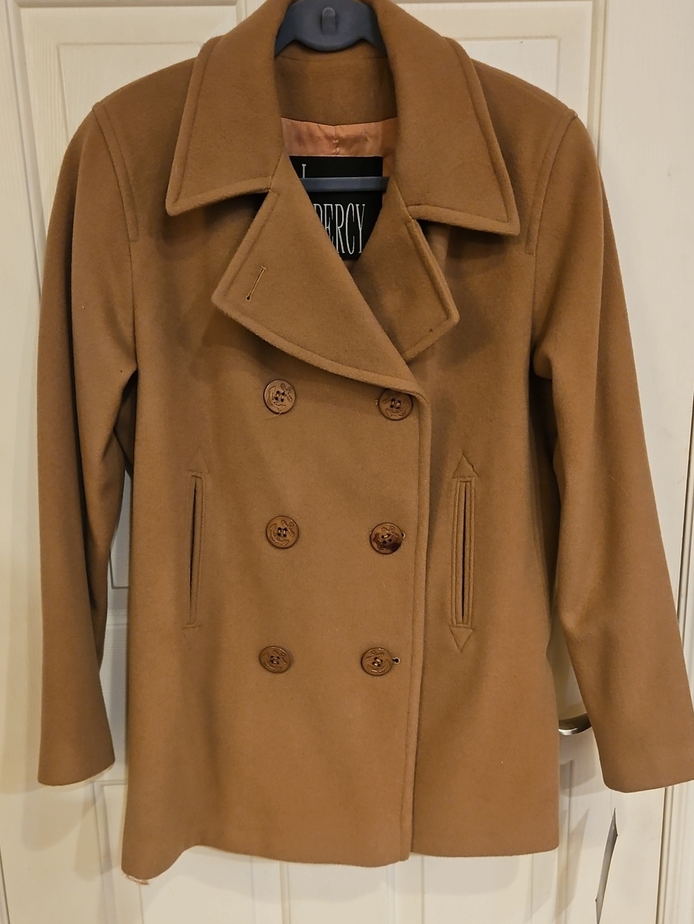 Women's Double-Breasted Camel Wool Blend Coat